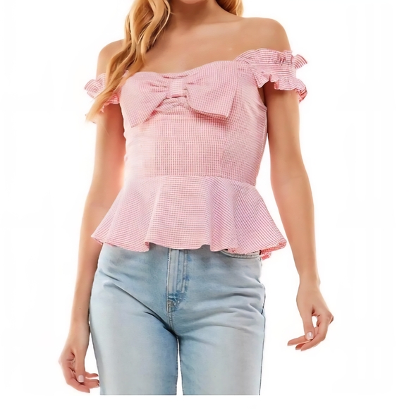 TCEC Pink Checkered Ruffle Blouse - Picture 3 of 3